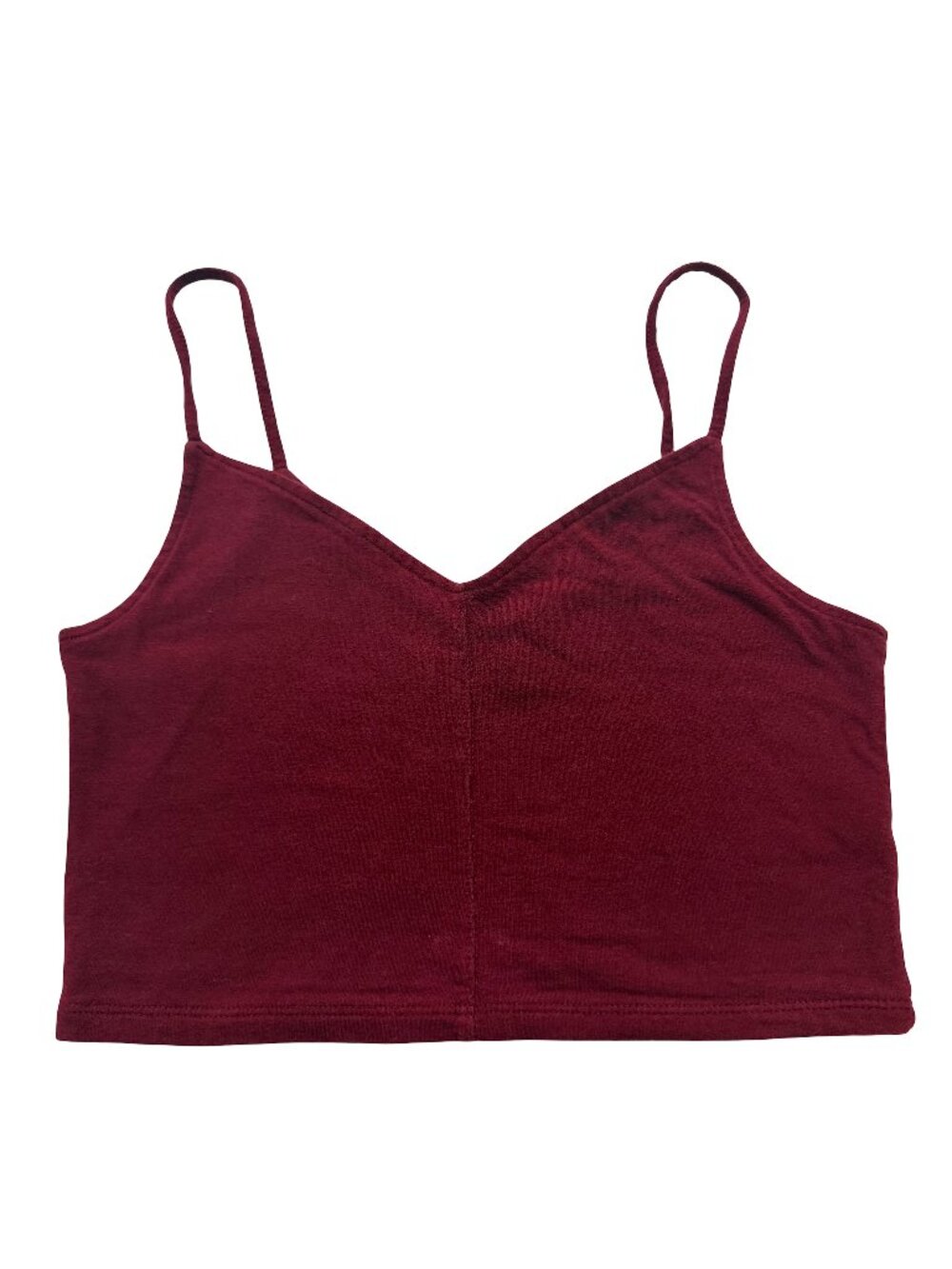 Hollister Burgundy Ribbed Sweetheart Cami Crop Top Tank Shirt Low Medium Women's